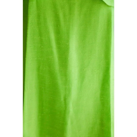 Vintage 60s LINEN Chartreuse Green A line Midi  Dress S - Picture 8 of 12